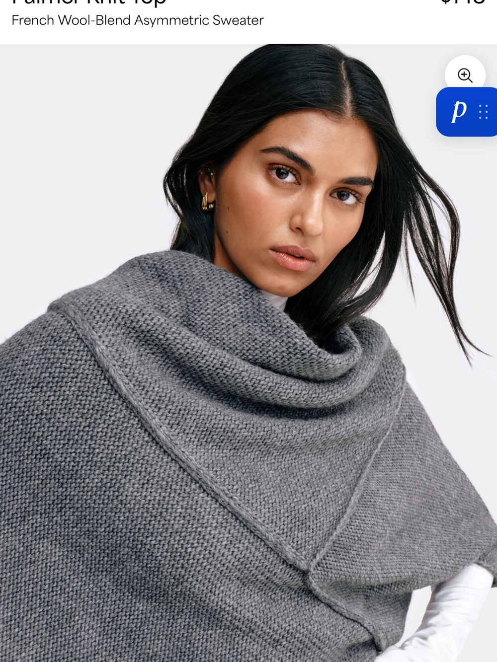 Marcella NYC Gray Cowl Neck Knit Sweater